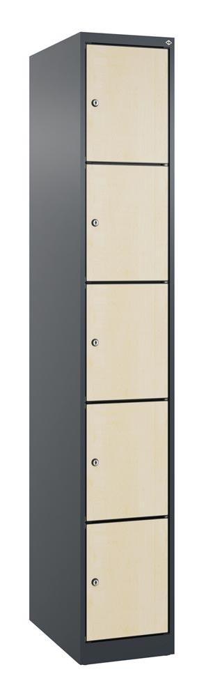 Fächerschrank mit MDF Türen, Breite 30 cm, Höhe 185 cm, Tiefe 50 cm, 5 Fächer