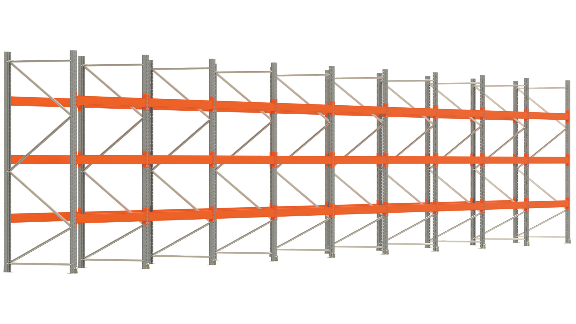 Palettenregal ARTUS - Breite 1795 cm - Höhe 300 cm - Tiefe 110 cm - Fachlast 3000 kg - 72 Palettenstellplätze