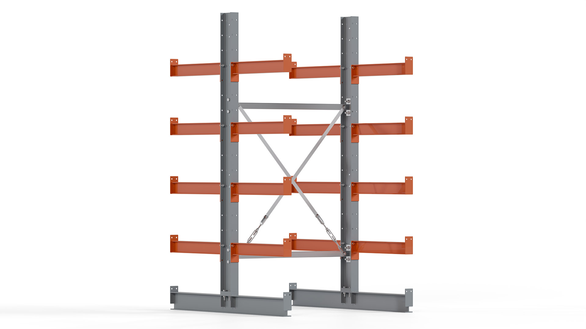 Kragarmregal KARL basic - lackiert - Breite: 100 cm - Höhe: 200 cm - Tiefe: 60 cm - Traglast je Kragarm: 740 kg - beidseitig