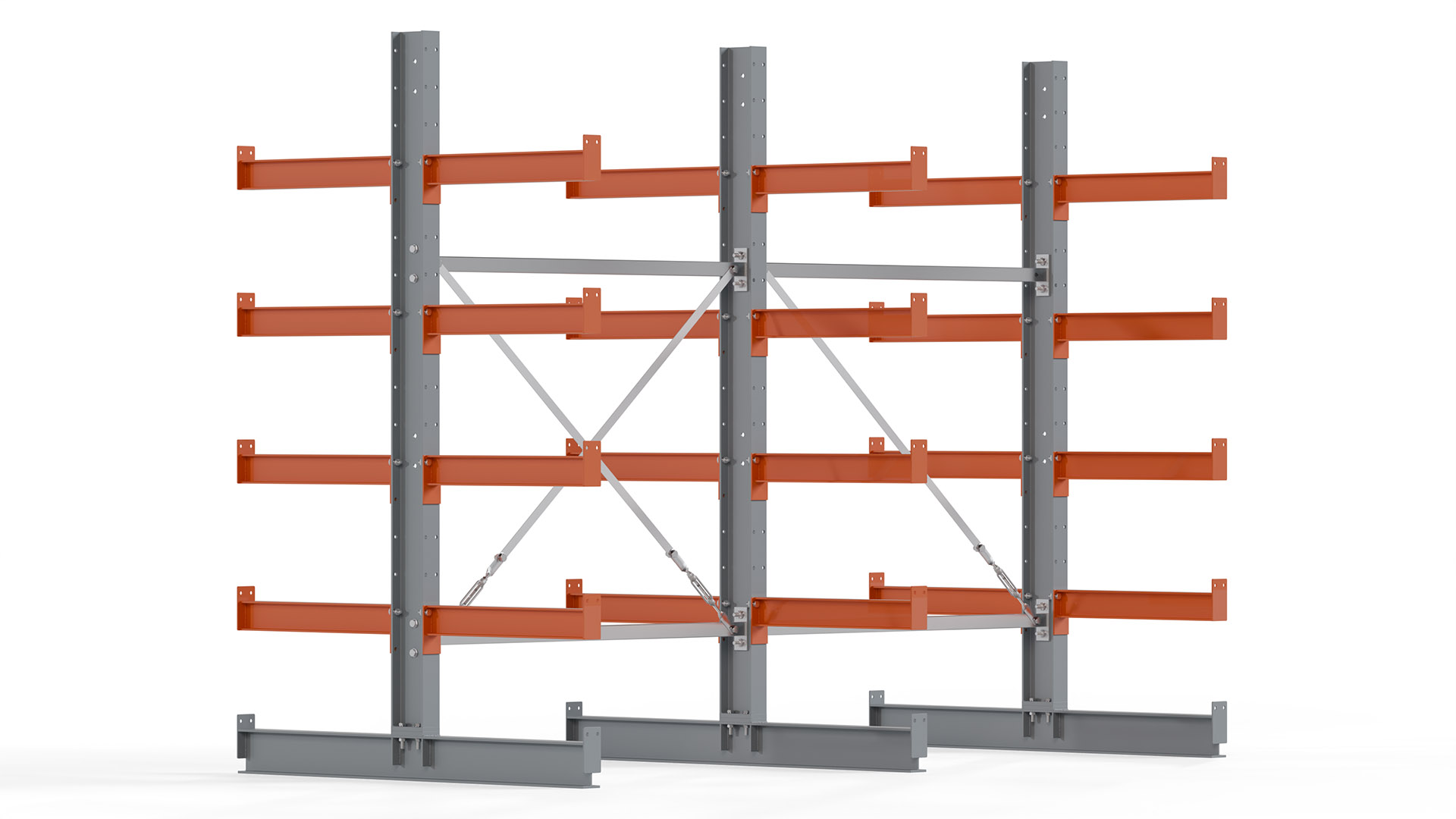 Kragarmregal KARL basic - lackiert - Breite: 256 cm - Höhe: 200 cm - Tiefe: 60 cm - Traglast je Kragarm: 740 kg - beidseitig