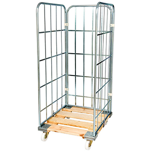 Rollbox, 3-seitig, Nutzhöhe 1460 mm, BxTxH 810x720x1640 mm, Bodenplatte aus Holz, natur