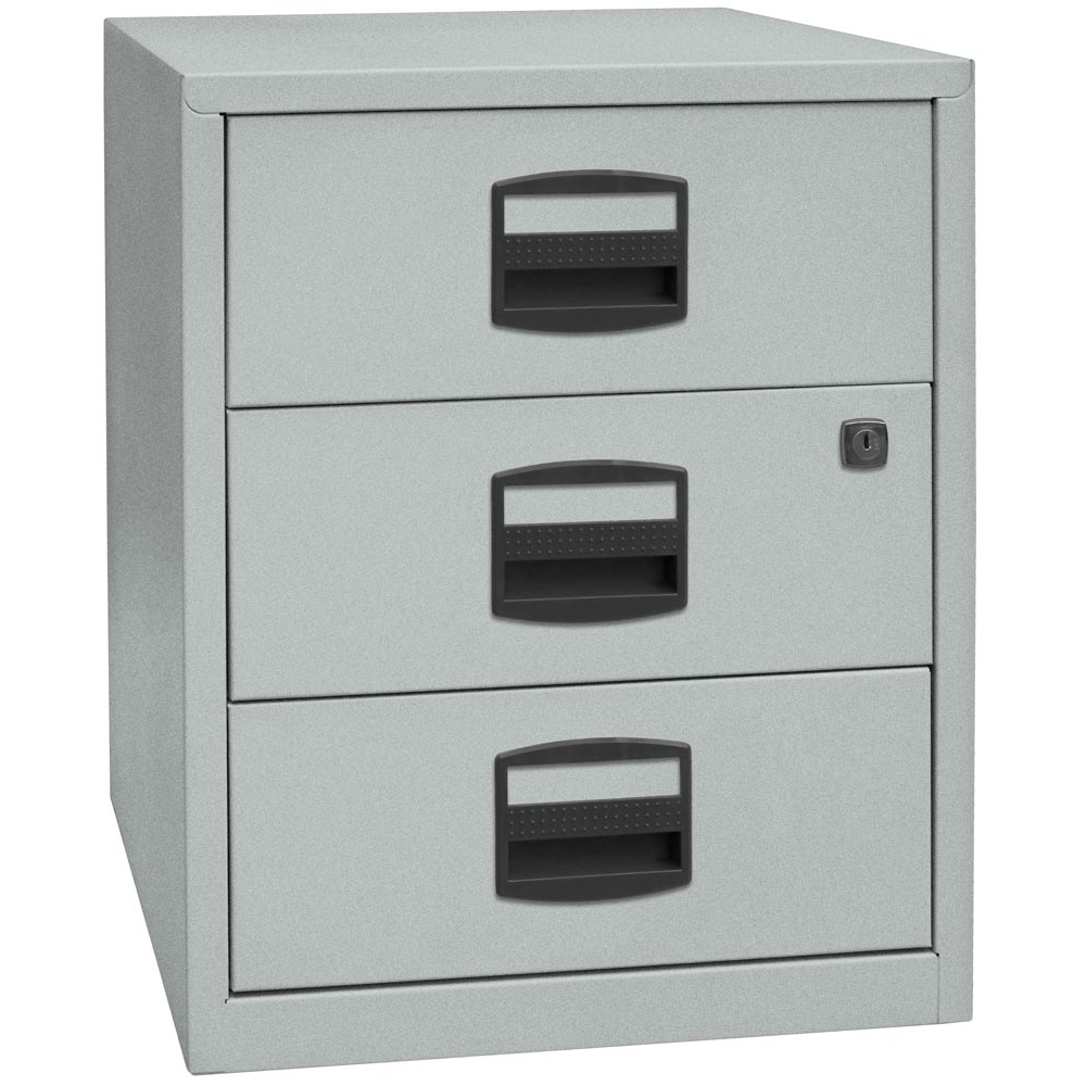 Rollcontainer, BxTxH 413x400x528 mm, 3 Schubladen, silber