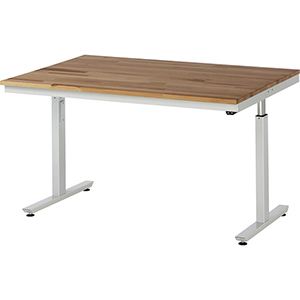 Elektrisch höhenverstellbarer Arbeitstisch, Breite 150 cm, Tiefe 100 cm, Höhe 112 cm,  Schublade(n), Platte: Buche-Riegel