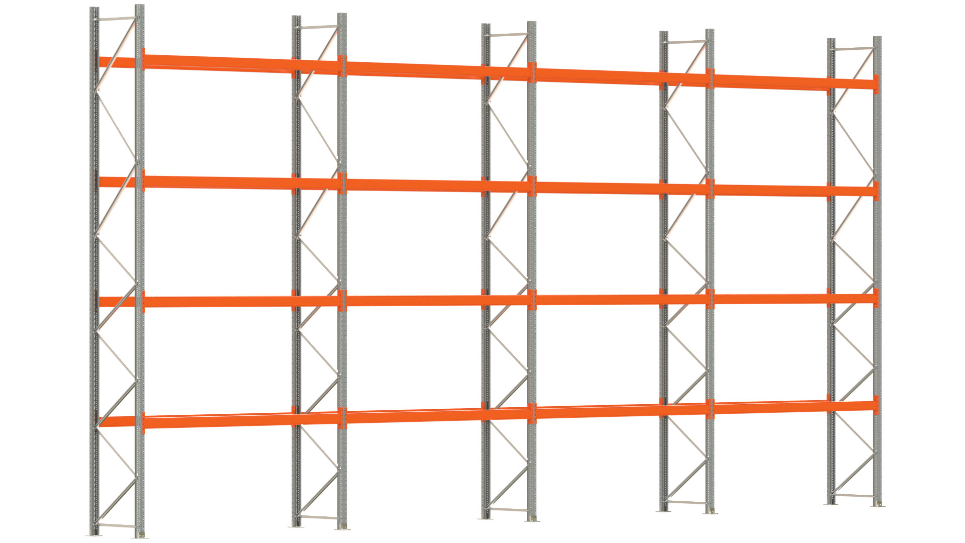 Palettenregal ARTUS - Breite 1122,5 cm - Höhe 550 cm - Tiefe 80 cm - Fachlast 2250 kg - 40 Palettenstellplätze