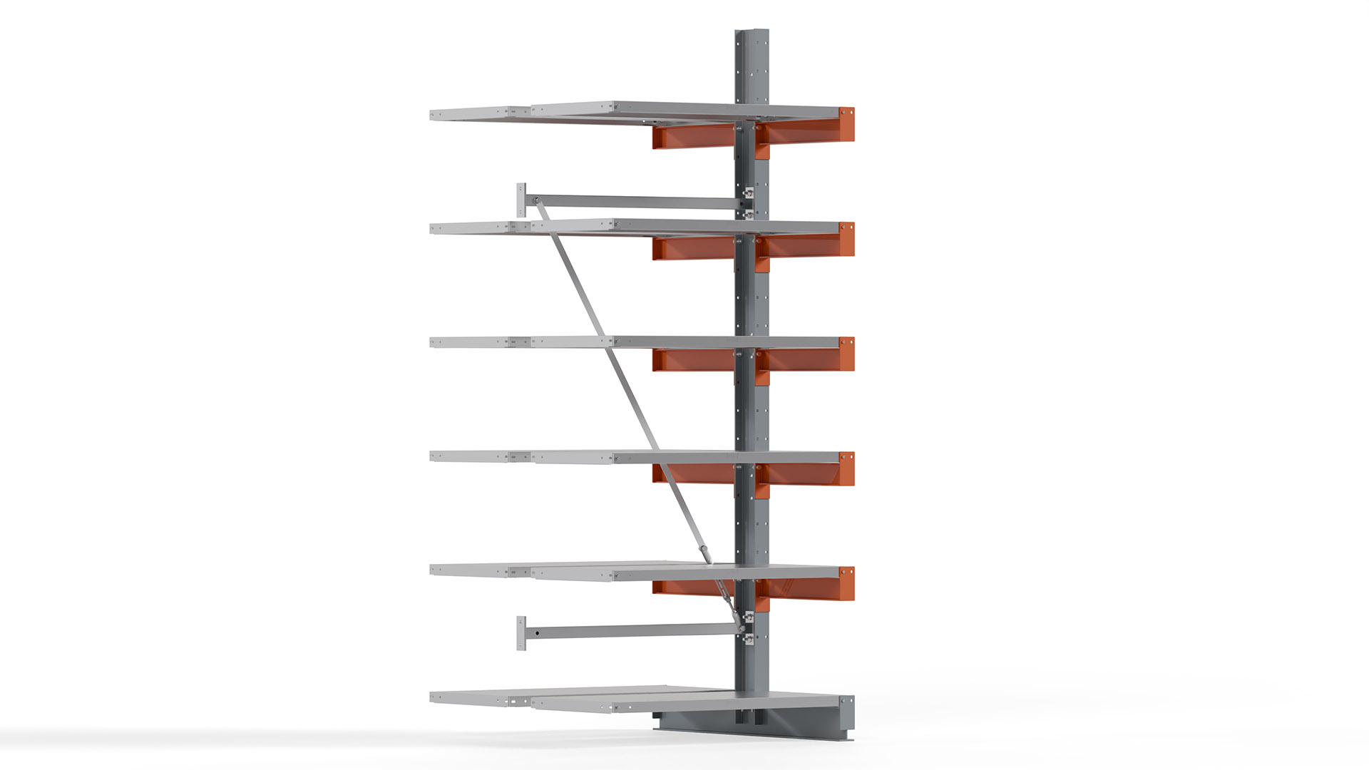 Kragarmregal KARL basic - Anbaufeld - Breite: 100 cm - Höhe: 250 cm - Tiefe: 112 cm - Traglast je Arm: 870 kg - doppelseitig