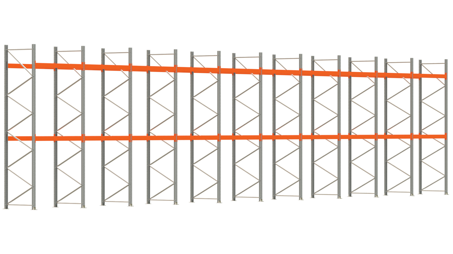 Palettenregal ARTUS - Breite 1993,5 cm - Höhe 450 cm - Tiefe 110 cm - Fachlast 3000 kg - 60 Palettenstellplätze