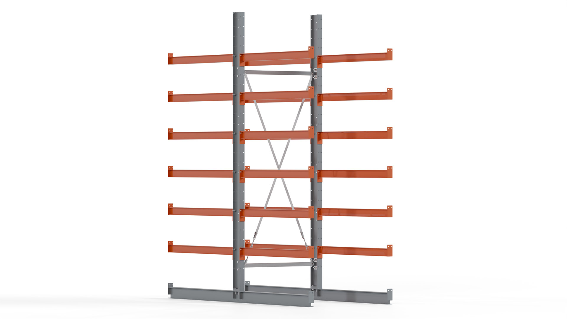 Kragarmregal KARL basic - lackiert - Breite: 100 cm - Höhe: 300 cm - Tiefe: 120 cm - Traglast je Kragarm: 370 kg - beidseitig