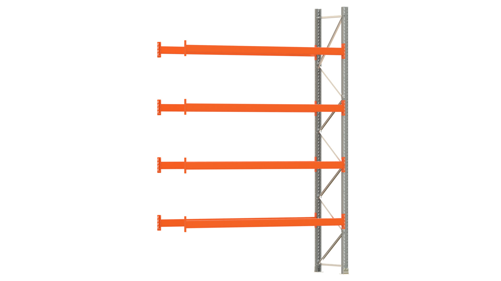 Palettenregal ARTUS - Anbaufeld - Breite 278,5 cm - Höhe 400 cm - Tiefe 80 cm - 4 Träger Ebenen