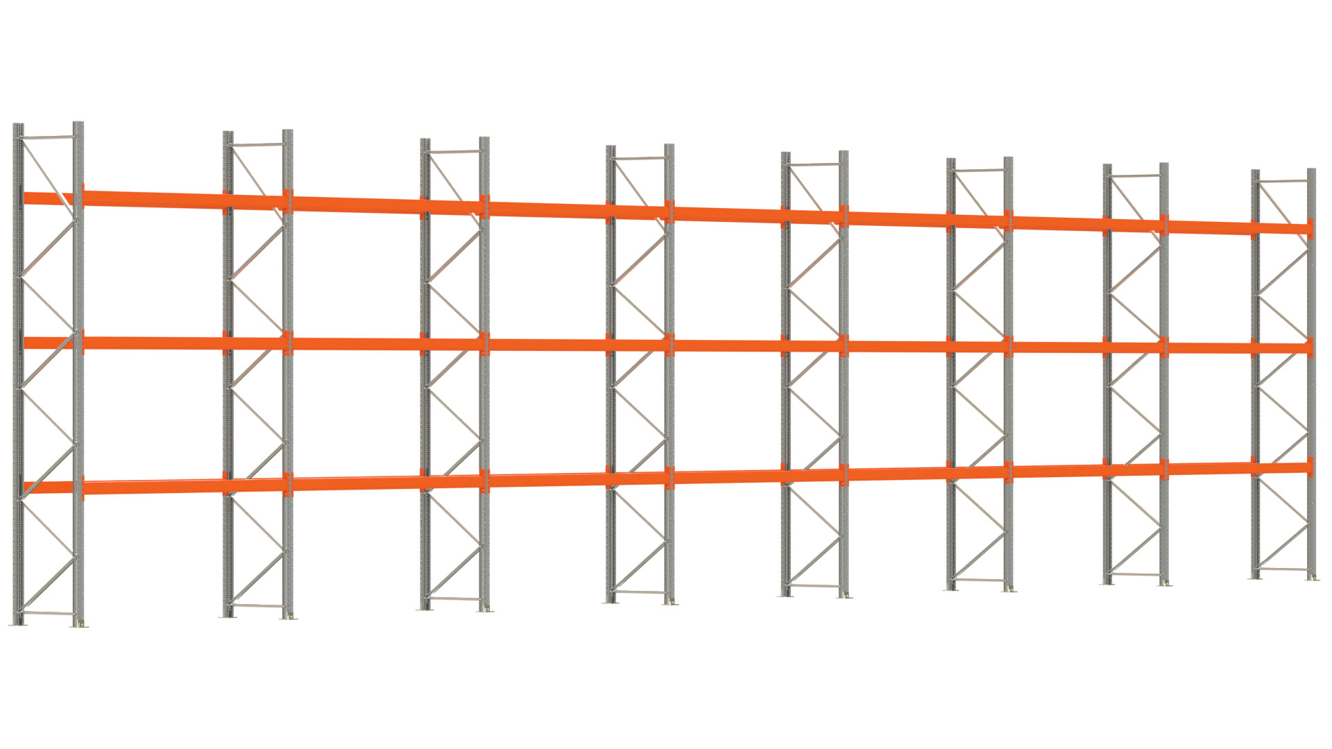 Palettenregal ARTUS - Breite 1958 cm - Höhe 450 cm - Tiefe 80 cm - Fachlast 2000 kg - 56 Palettenstellplätze