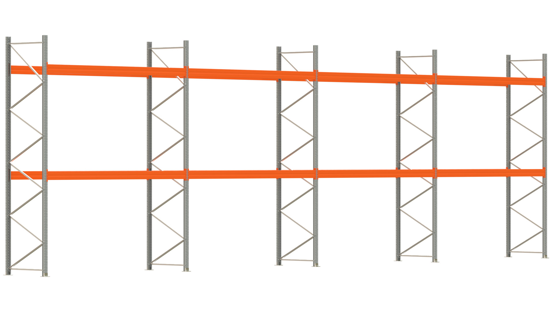 Palettenregal ARTUS - Breite 1482,5 cm - Höhe 450 cm - Tiefe 110 cm - Fachlast 3700 kg - 48 Palettenstellplätze