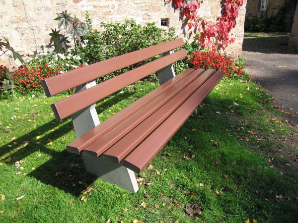 Parkbank mit Lehne aus Stahl/Kunststoff - Breite: 200 cm - Farbe: braun