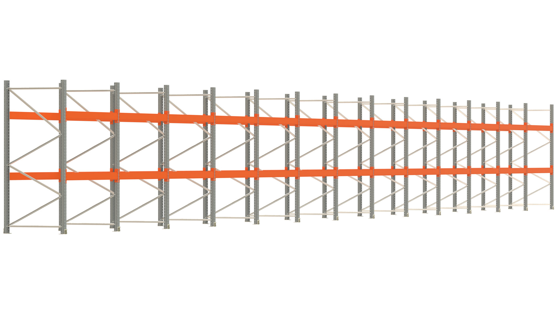 Palettenregal ARTUS - Breite 2589 cm - Höhe 250 cm - Tiefe 110 cm - Fachlast 2000 kg - 78 Palettenstellplätze