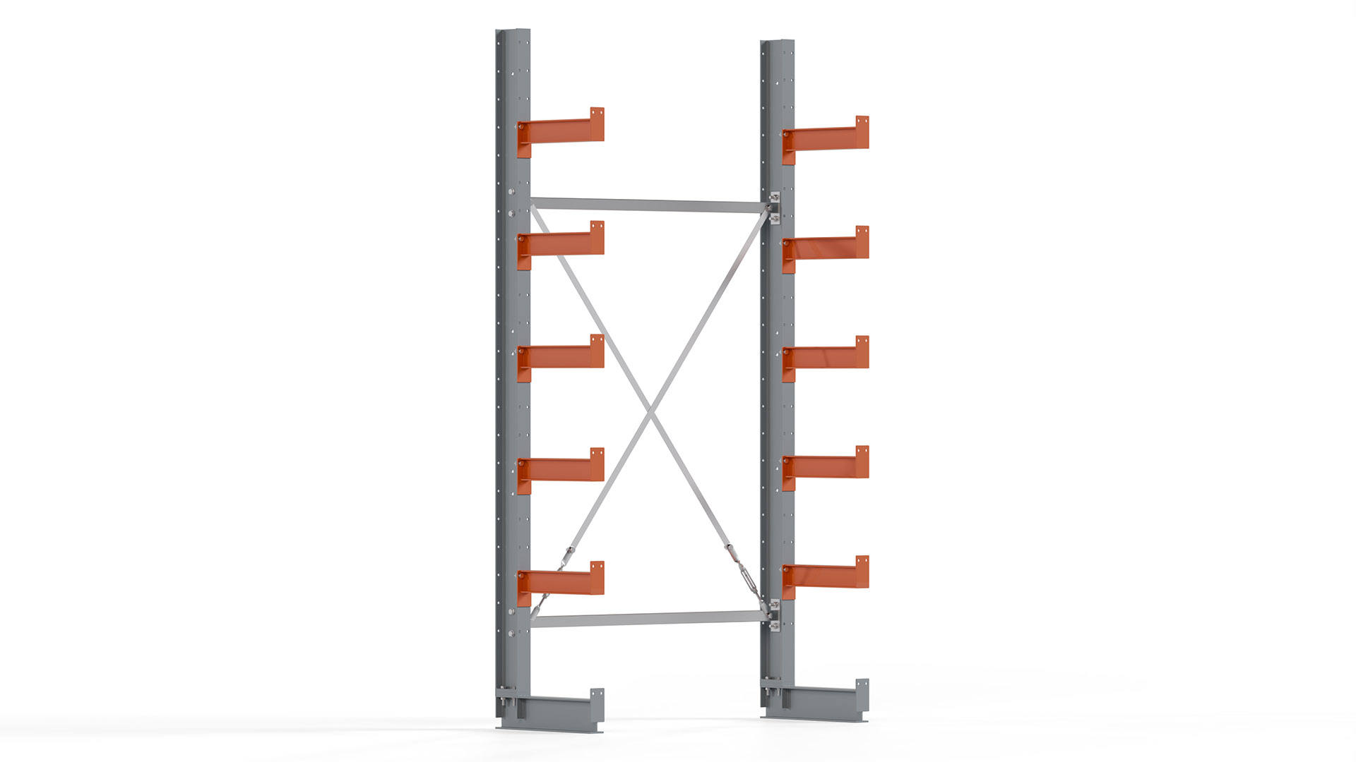 Kragarmregal KARL basic - lackiert - Breite: 128 cm - Höhe: 250 cm - Tiefe: 40 cm - Traglast je Kragarm: 1100 kg - einseitig