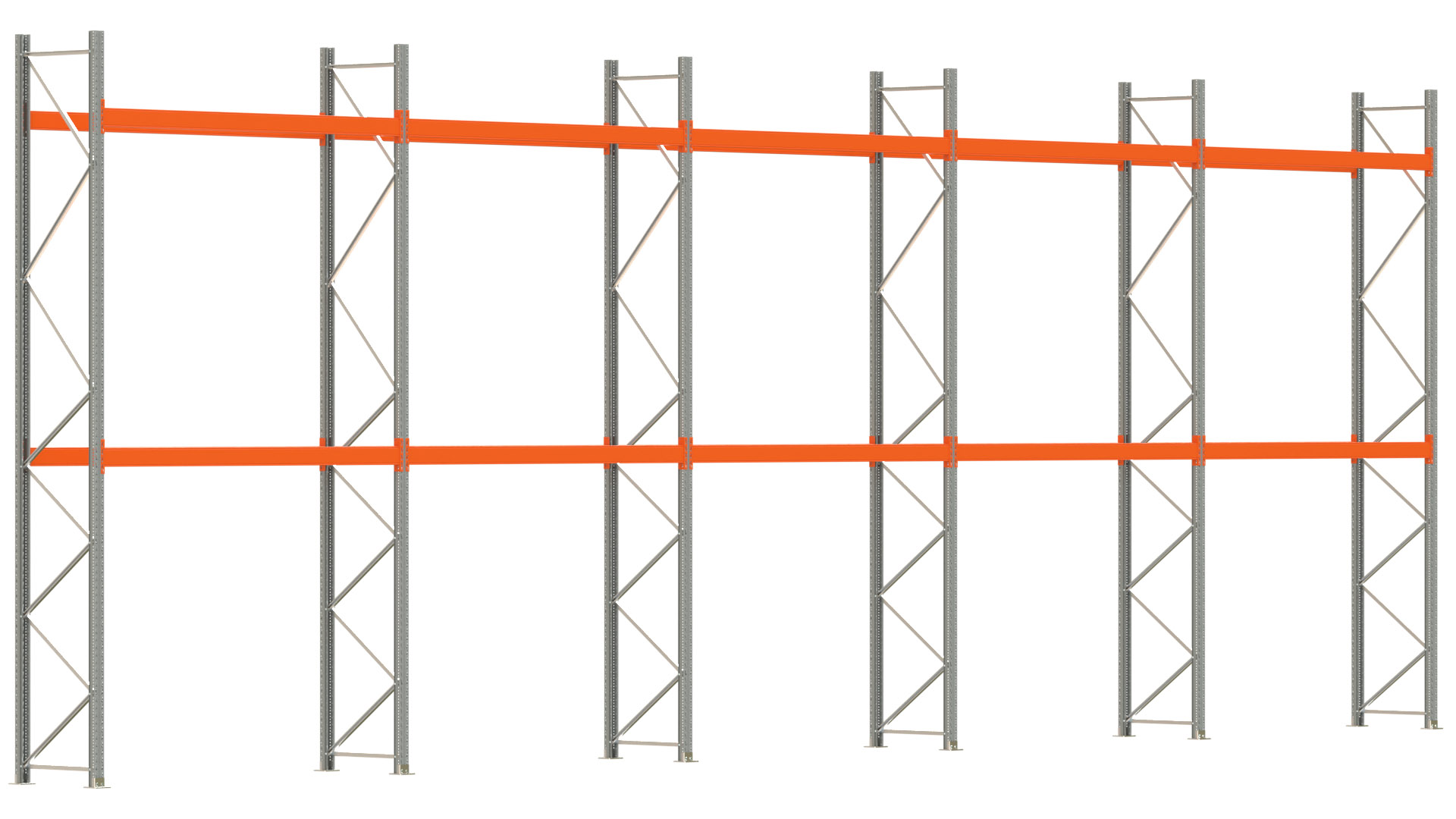 Palettenregal ARTUS - Breite 1401 cm - Höhe 500 cm - Tiefe 80 cm - Fachlast 3000 kg - 30 Palettenstellplätze