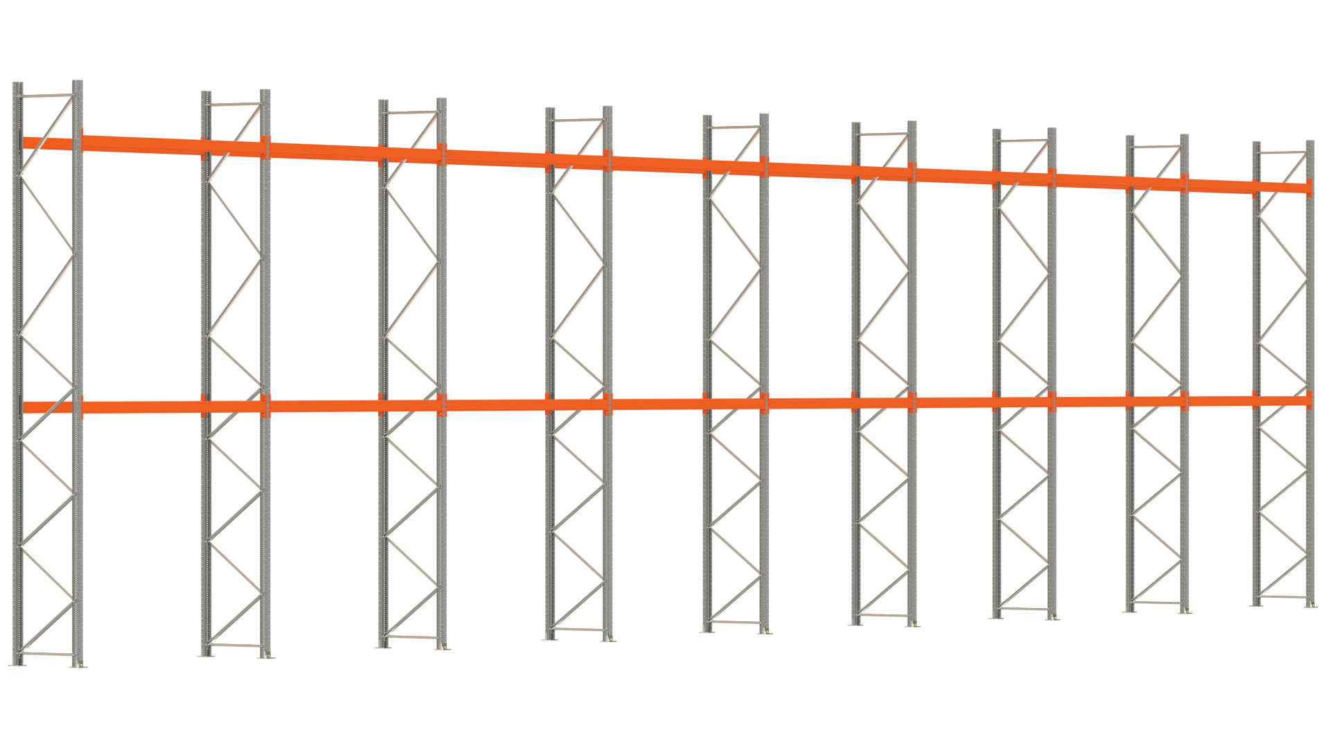 Palettenregal ARTUS - Breite 2236,5 cm - Höhe 550 cm - Tiefe 80 cm - Fachlast 2000 kg - 48 Palettenstellplätze