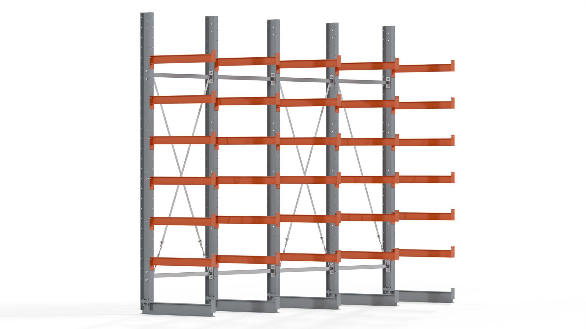 Kragarmregal KARL basic - lackiert - Breite: 400 cm - Höhe: 300 cm - Tiefe: 80 cm - Traglast je Kragarm: 550 kg - einseitig