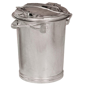 Mülleimer aus Stahlblech mit Verschlussbügel