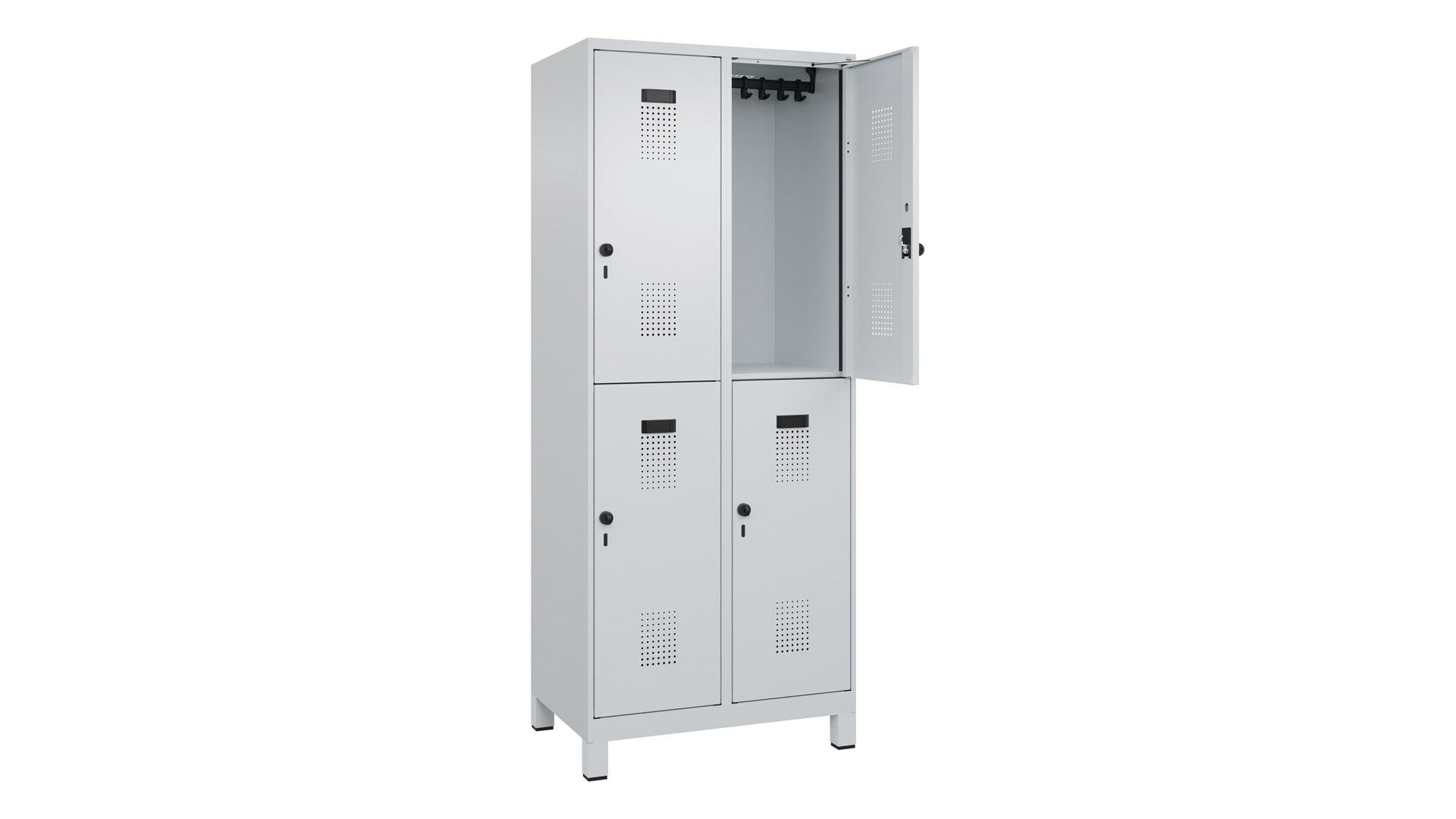Garderobenspind doppelstöckig, Breite 80 cm, Höhe 195 cm, Tiefe 50 cm, 4 Fächer