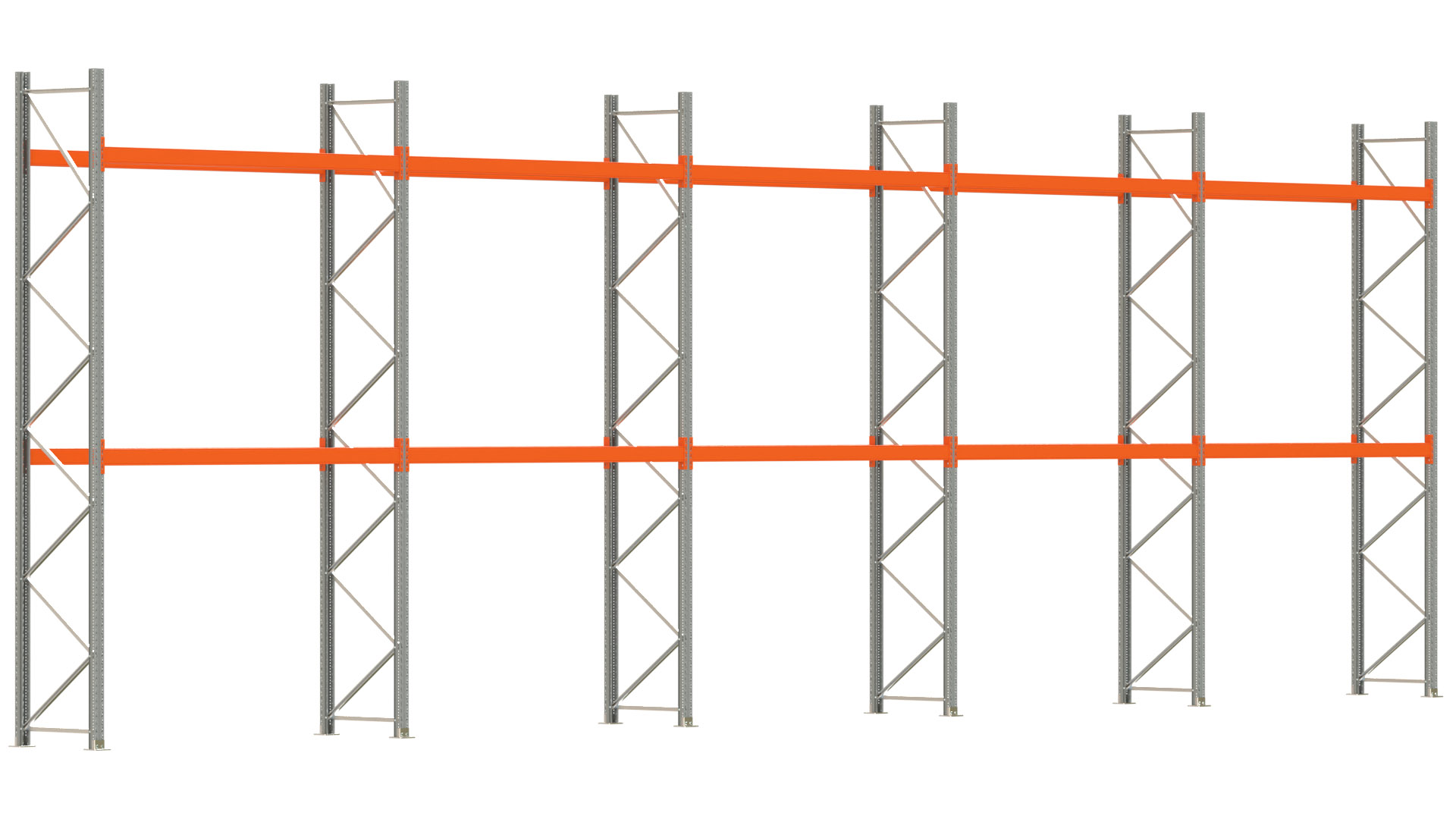 Palettenregal ARTUS - Breite 1401 cm - Höhe 450 cm - Tiefe 80 cm - Fachlast 2000 kg - 30 Palettenstellplätze