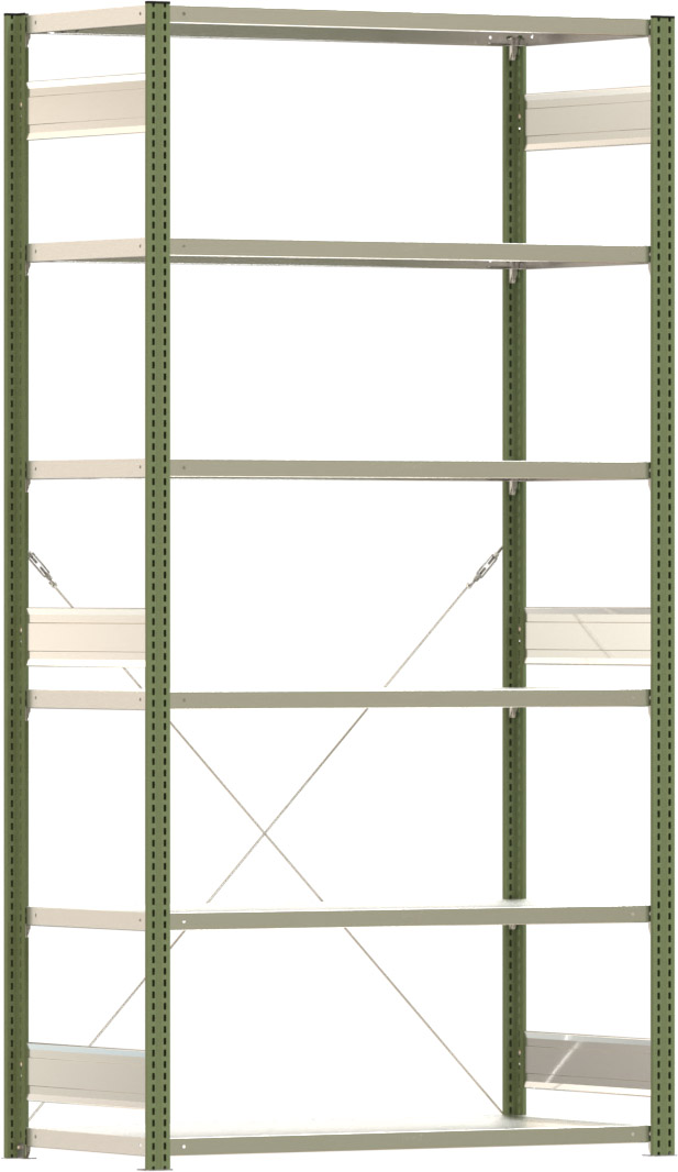 Fachbodenregal BERT - Breite: 128,5 cm - Tiefe: 60 cm - Höhe: 250 cm - 6 Böden - Grundregal