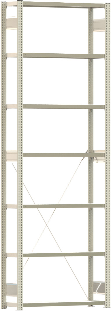 Fachbodenregal BERT - Breite: 100,5 cm - Tiefe: 30 cm - Höhe: 300 cm - 7 Böden - Grundregal