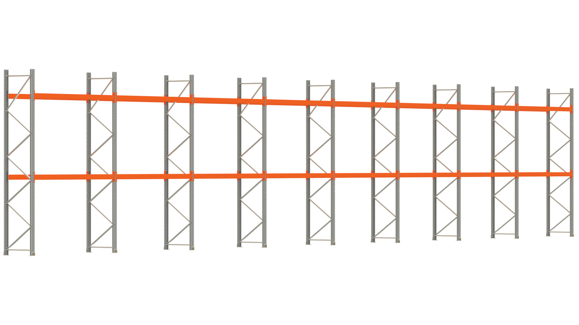Palettenregal ARTUS - Breite 2236,5 cm - Höhe 400 cm - Tiefe 80 cm - Fachlast 2000 kg - 48 Palettenstellplätze