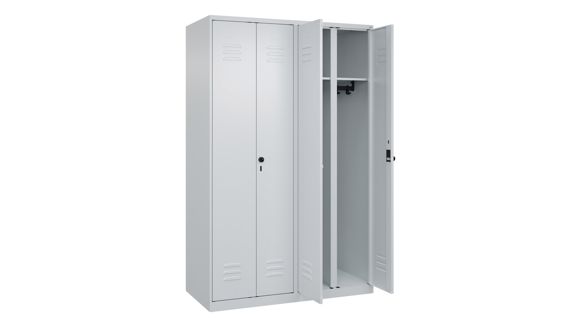 Doppelspind - schwarz weiß Trennung,  Breite 120 cm,  Höhe 185 cm,  Tiefe 50 cm,  4 Abteile