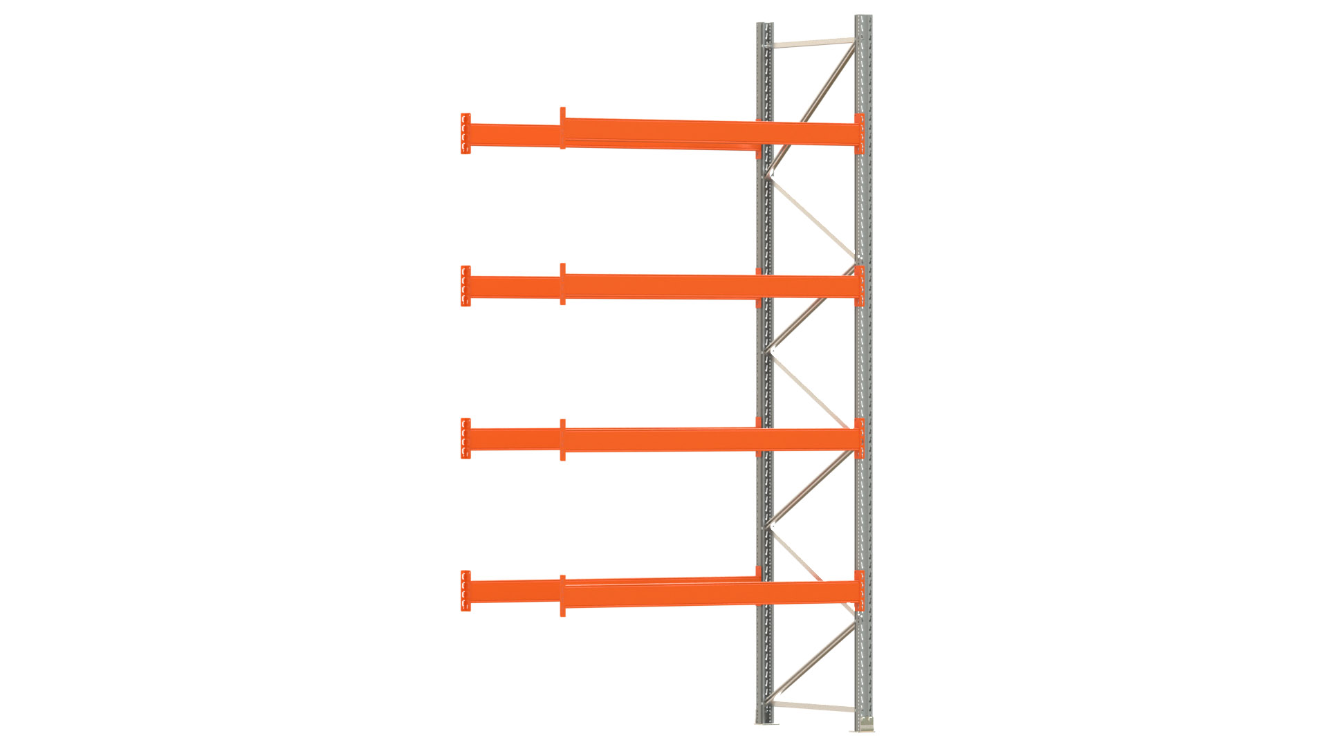 Palettenregal ARTUS - Anbaufeld - Breite 198,5 cm - Höhe 400 cm - Tiefe 110 cm - 4 Träger Ebenen