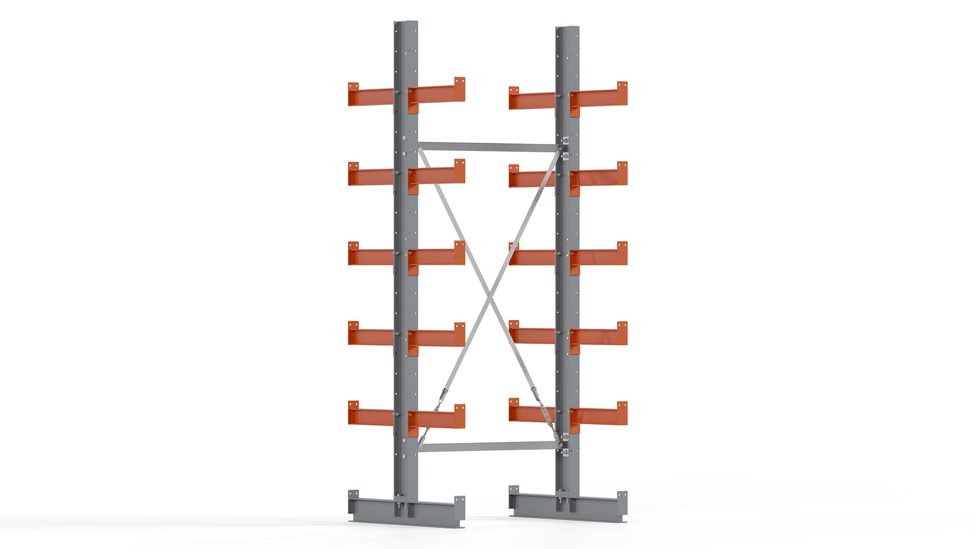 Kragarmregal KARL basic - lackiert - Breite: 100 cm - Höhe: 250 cm - Tiefe: 40 cm - Traglast je Kragarm: 1100 kg - beidseitig