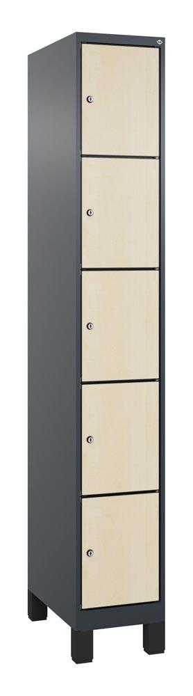 Fächerschrank mit MDF Türen, Breite 30 cm, Höhe 195 cm, Tiefe 50 cm, 5 Fächer