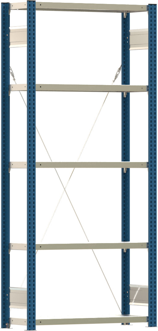 Fachbodenregal BERT - Breite: 87,5 cm - Tiefe: 30 cm - Höhe: 200 cm - 5 Böden - Grundregal