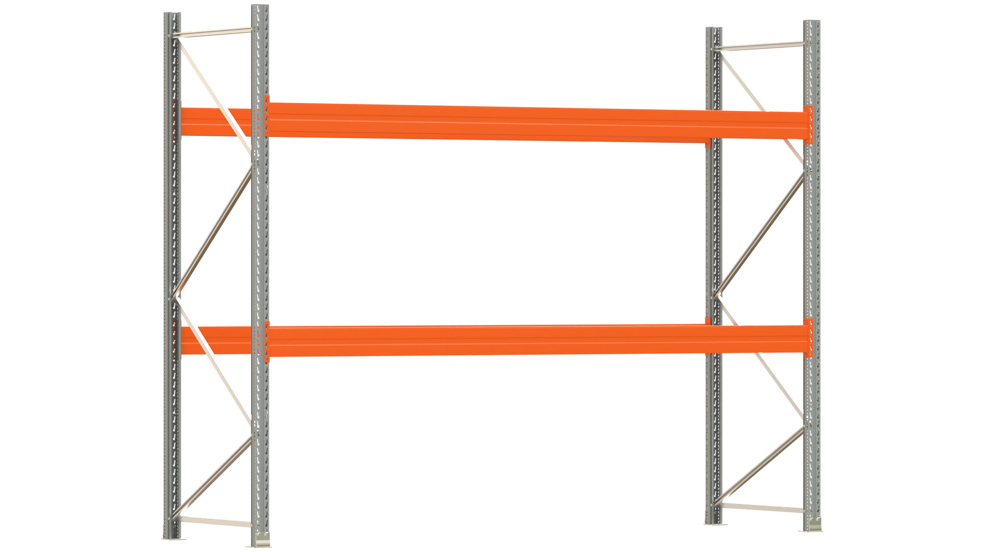 Palettenregal ARTUS - Breite 377 cm - Höhe 300 cm - Tiefe 110 cm - 2 Träger-Ebenen - Fachlast 3700 kg - 12 Palettenstellplätze