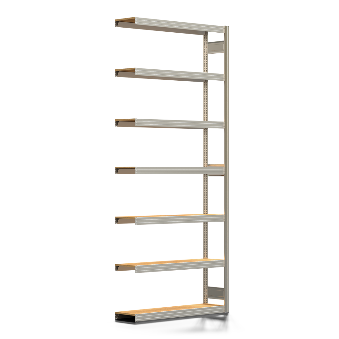 Fachbodenregal BERT - Breite: 128,5 cm - Tiefe: 30 cm - Höhe: 300 cm - 7 Böden - Anbauregal