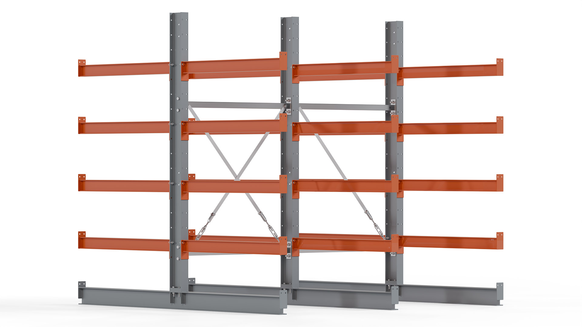 Kragarmregal KARL basic - lackiert - Breite: 200 cm - Höhe: 200 cm - Tiefe: 100 cm - Traglast je Kragarm: 450 kg - beidseitig