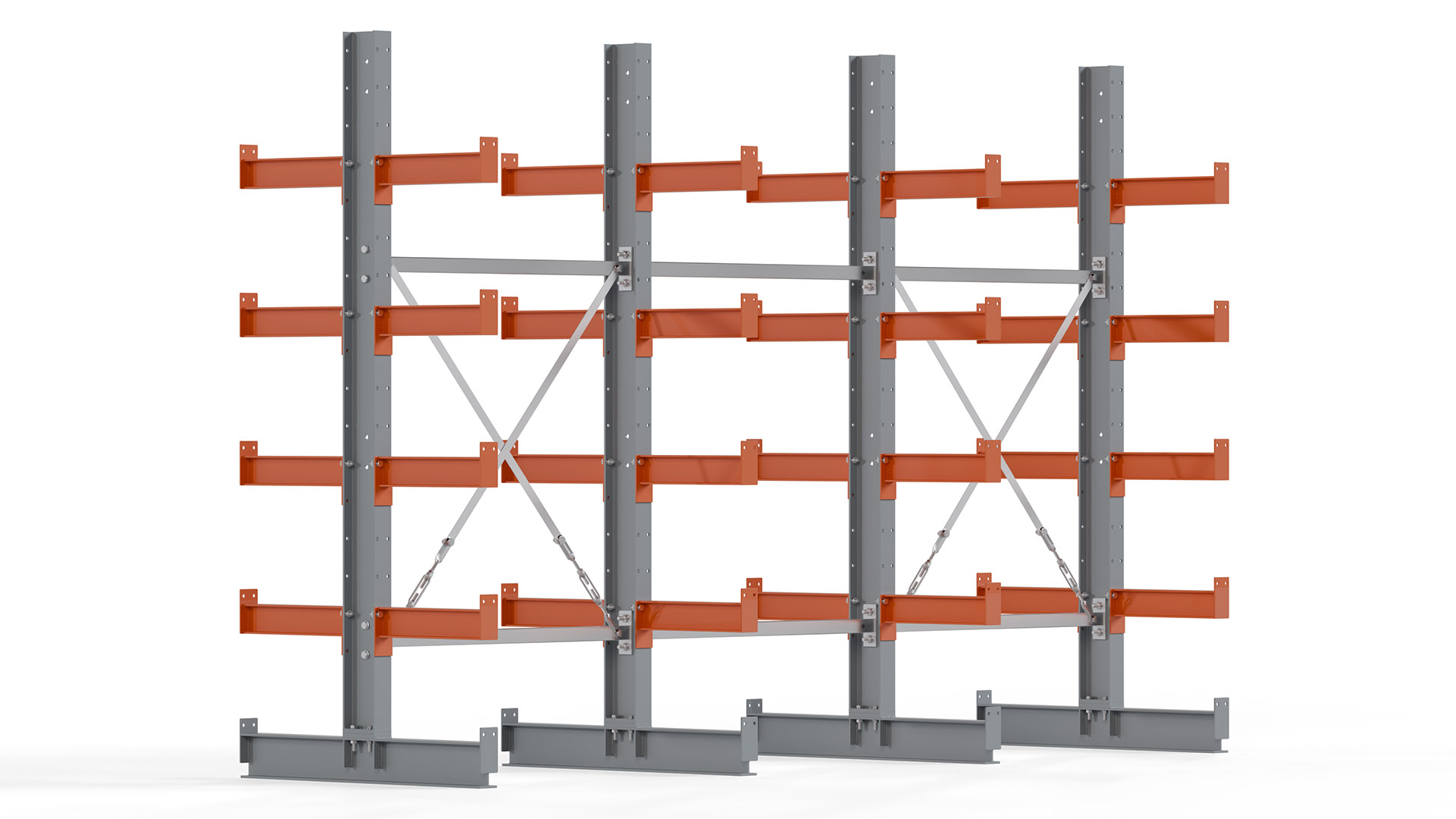 Kragarmregal KARL basic - lackiert - Breite: 300 cm - Höhe: 200 cm - Tiefe: 40 cm - Traglast je Kragarm: 1100 kg - beidseitig