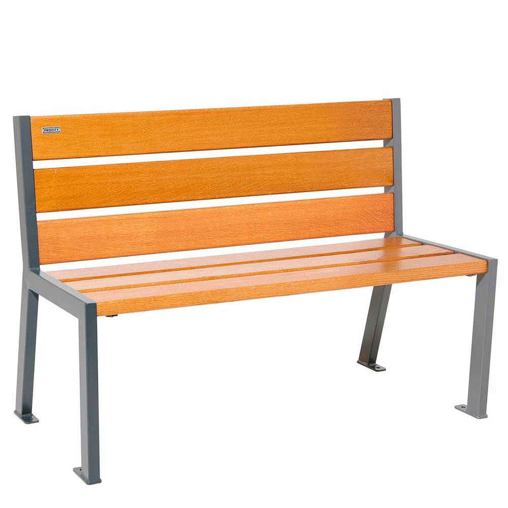 Parkbank aus Stahl - Breite: 120 cm - Farbe: Eiche hell