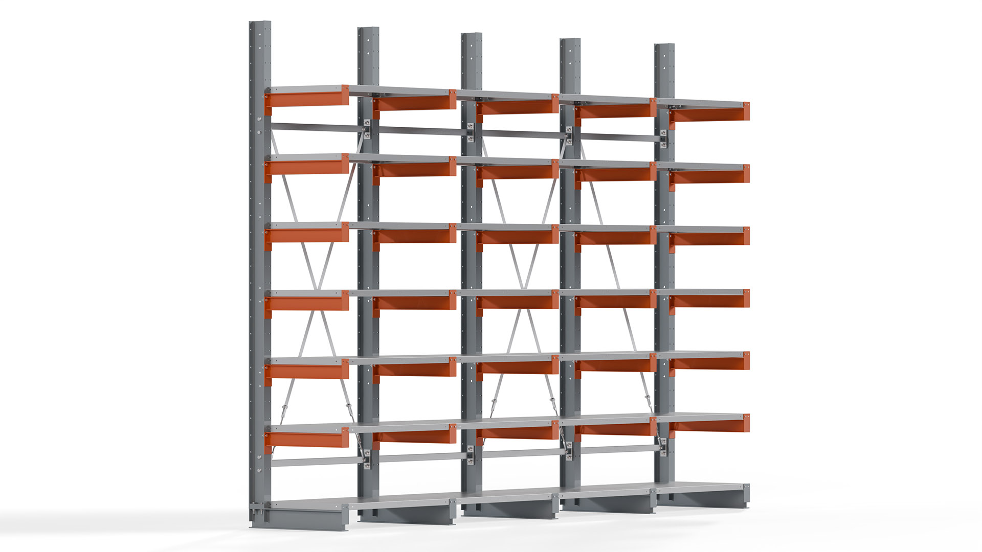 Kragarmregal KARL basic - lackiert - Breite: 400 cm - Höhe: 300 cm - Tiefe: 60 cm - Traglast je Kragarm: 730 kg - einseitig