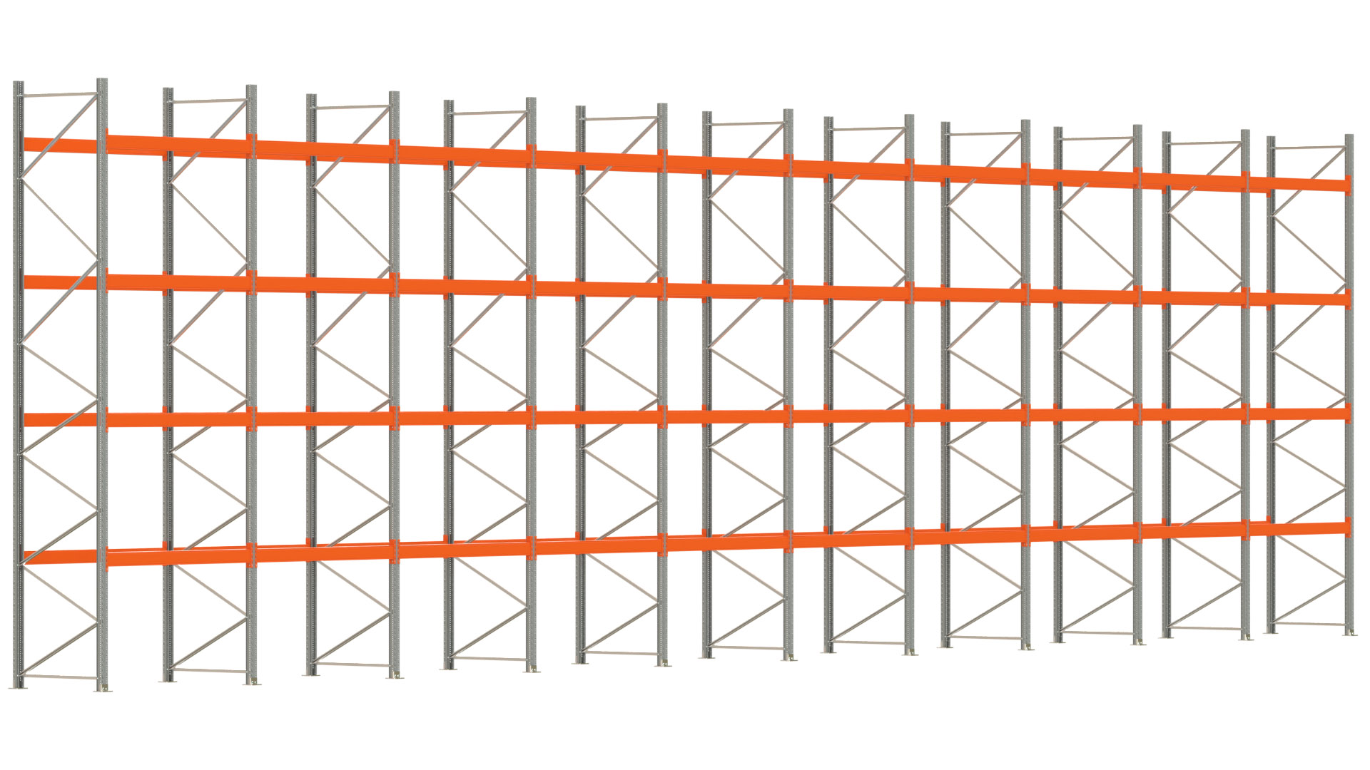 Palettenregal ARTUS - Breite 1993,5 cm - Höhe 550 cm - Tiefe 110 cm - Fachlast 2000 kg - 100 Palettenstellplätze