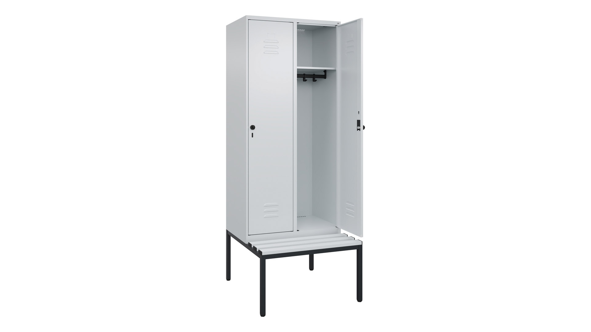 Spind - Garderobenschrank, Breite 80 cm, Höhe 212 cm, Tiefe 50 cm, 2 Abteile