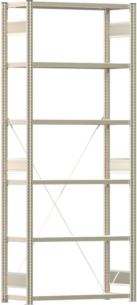 Fachbodenregal BERT - Breite: 100,5 cm - Tiefe: 40 cm - Höhe: 250 cm - 6 Böden - Grundregal
