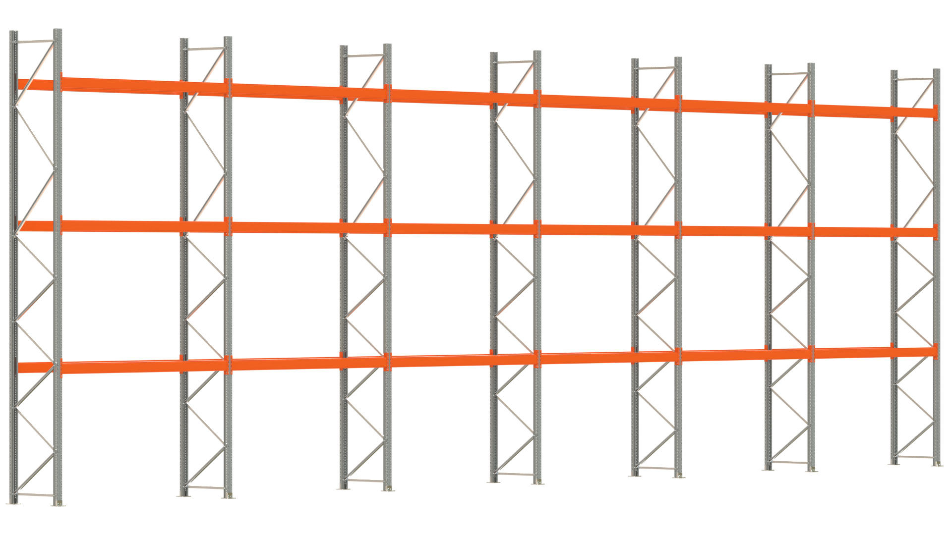 Palettenregal ARTUS - Breite 1679,5 cm - Höhe 550 cm - Tiefe 80 cm - Fachlast 2770 kg - 48 Palettenstellplätze