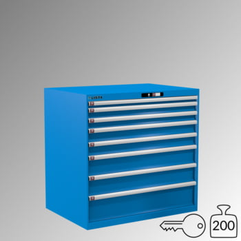 Lista Schubladenschrank - 12.541.010 - 1.000x1.023x725 mm (HxBxT) - 8 Schubladen - 200 kg - Key Lock - lichtblau (RAL 5012)
