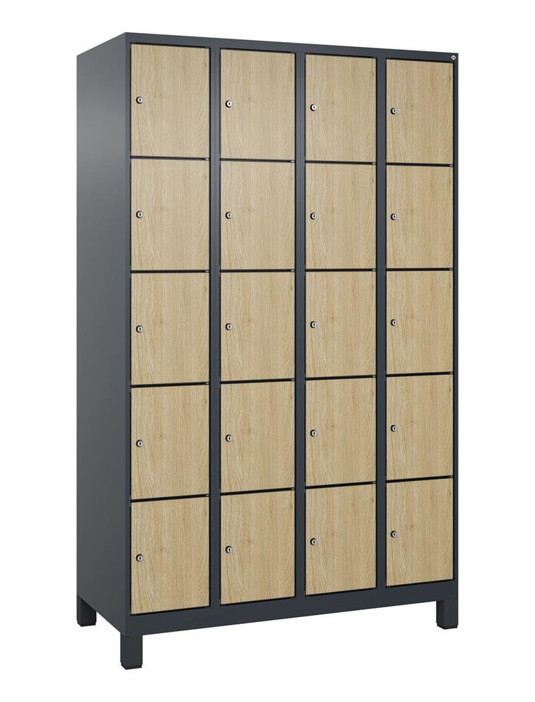 Fächerschrank mit MDF Türen, Breite 120 cm, Höhe 195 cm, Tiefe 50 cm, 20 Fächer