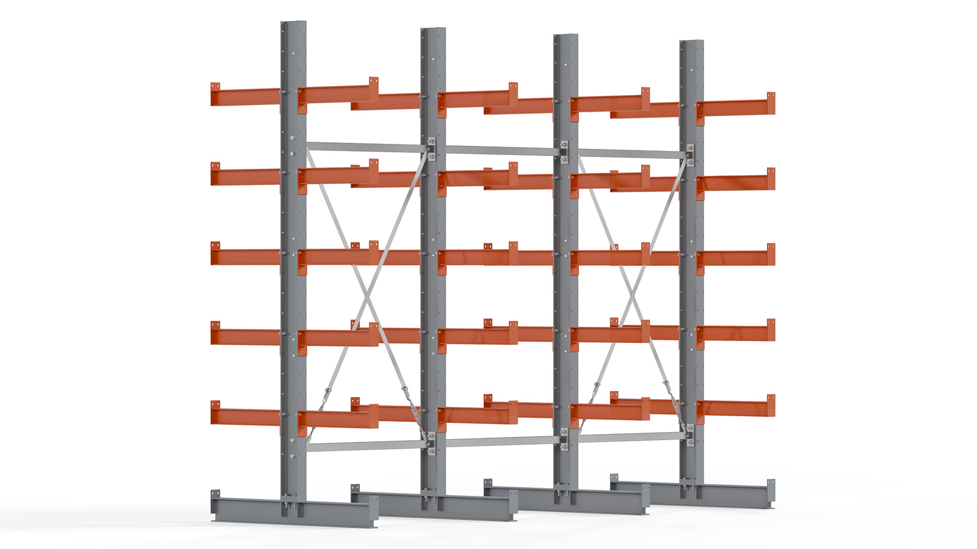 Kragarmregal KARL basic - lackiert - Breite: 300 cm - Höhe: 250 cm - Tiefe: 50 cm - Traglast je Kragarm: 870 kg - beidseitig