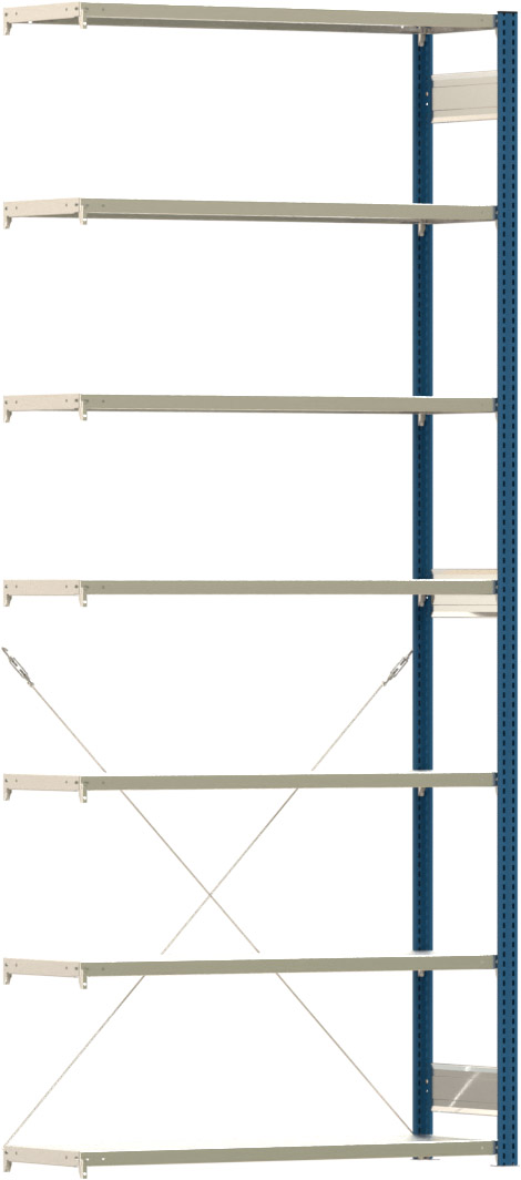 Fachbodenregal BERT - Breite: 128,5 cm - Tiefe: 40 cm - Höhe: 300 cm - 7 Böden - Anbauregal