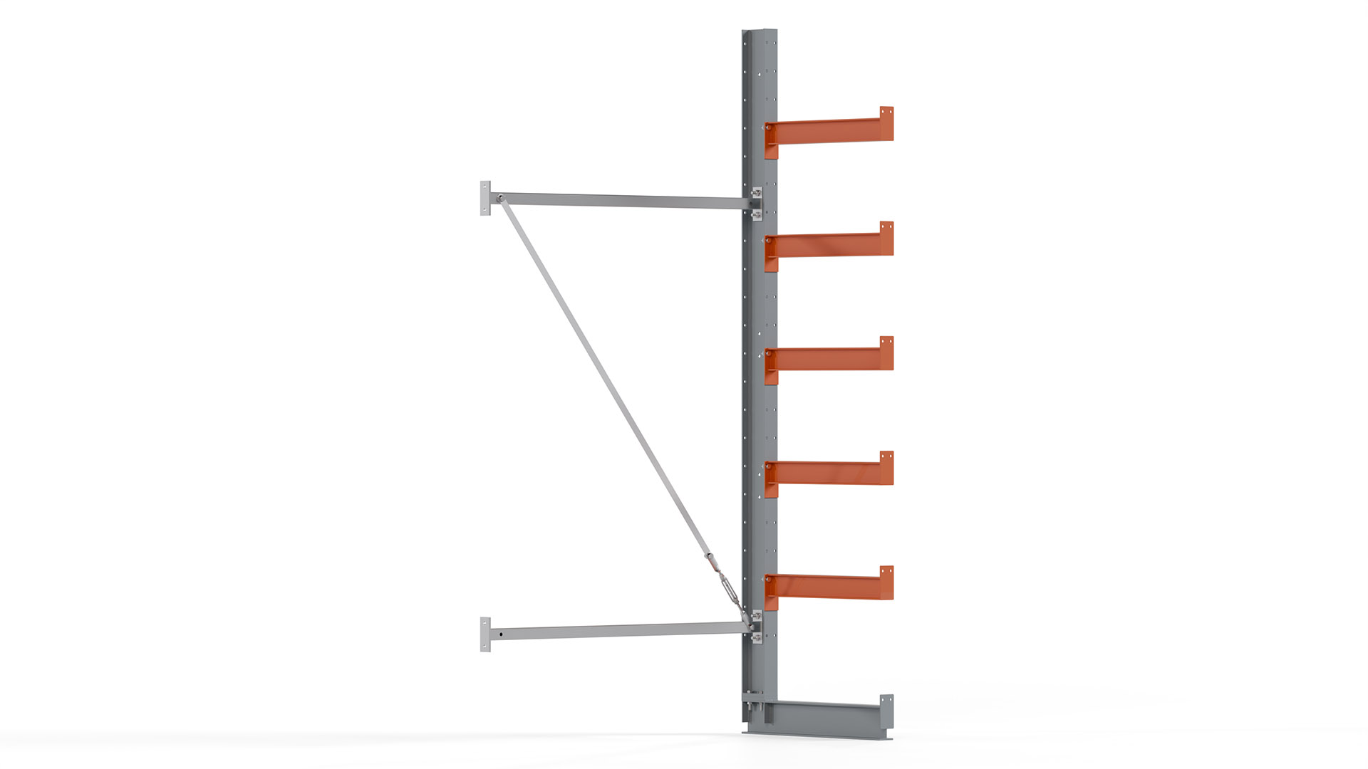 Kragarmregal KARL basic - Anbaufeld - Breite: 100 cm - Höhe: 250 cm - Tiefe: 72 cm - Traglast je Arm: 730 kg - einseitig