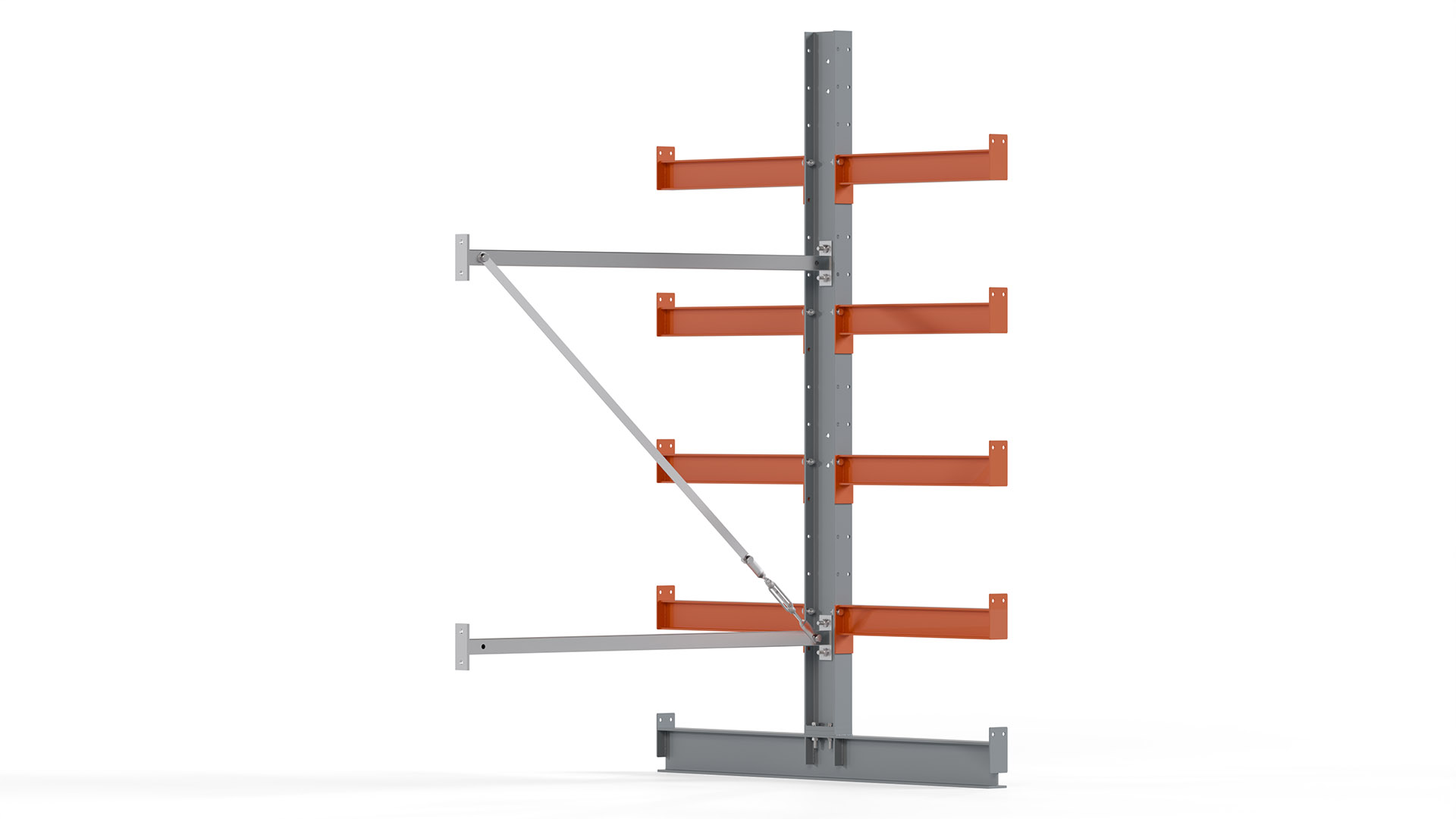Kragarmregal KARL basic - Anbaufeld - Breite: 100 cm - Höhe: 200 cm - Tiefe: 132 cm - Traglast je Arm: 730 kg - doppelseitig