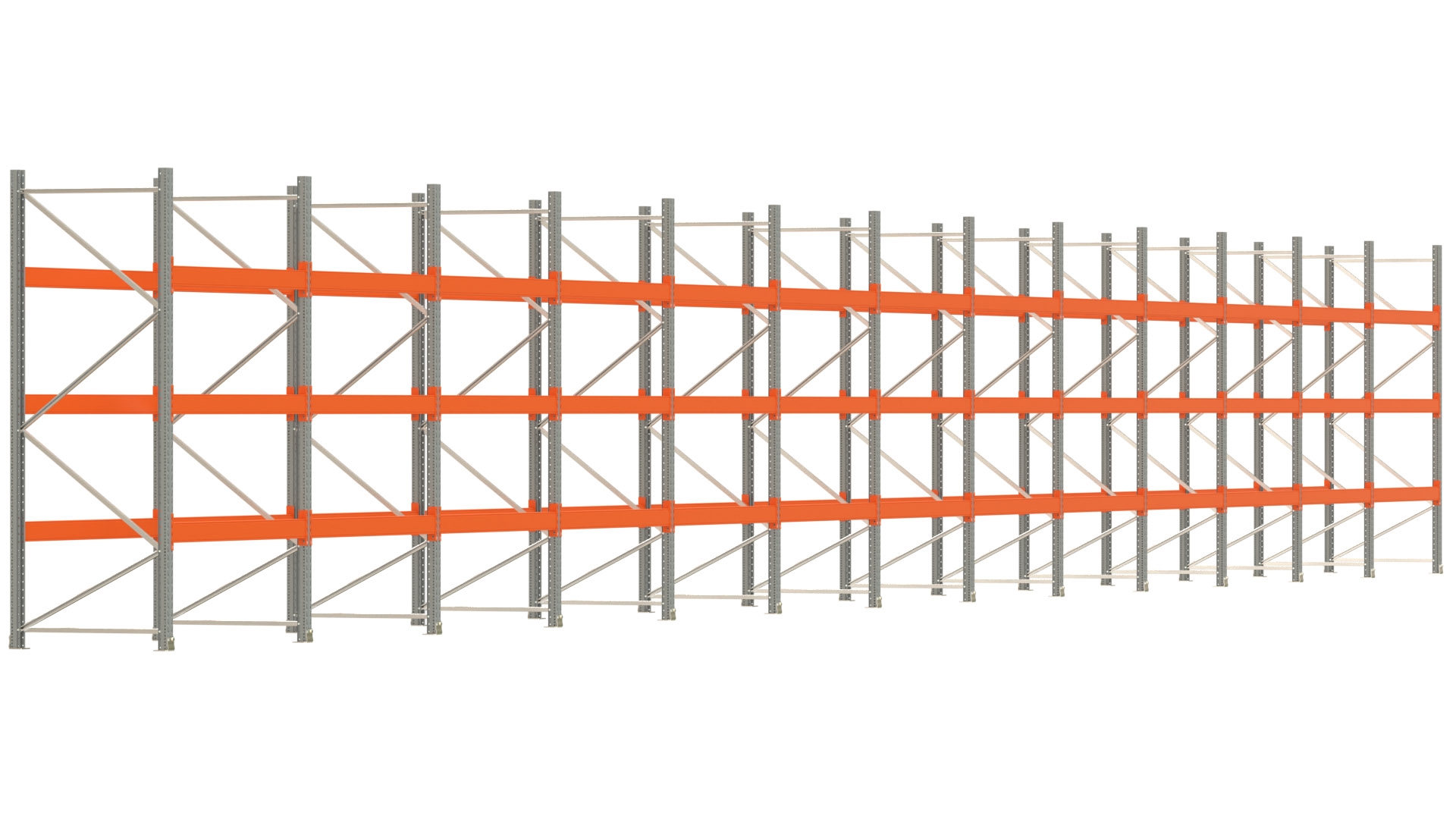 Palettenregal ARTUS - Breite 2589 cm - Höhe 300 cm - Tiefe 110 cm - Fachlast 2000 kg - 104 Palettenstellplätze