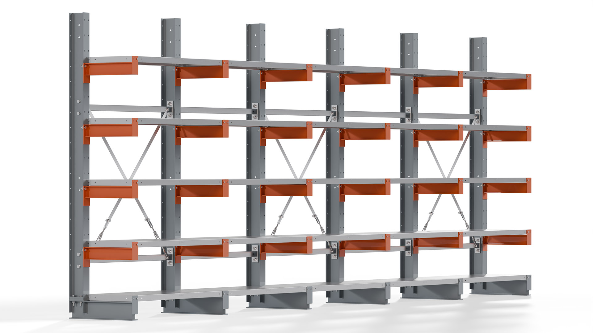Kragarmregal KARL basic - lackiert - Breite: 500 cm - Höhe: 200 cm - Tiefe: 40 cm - Traglast je Kragarm: 1100 kg - einseitig