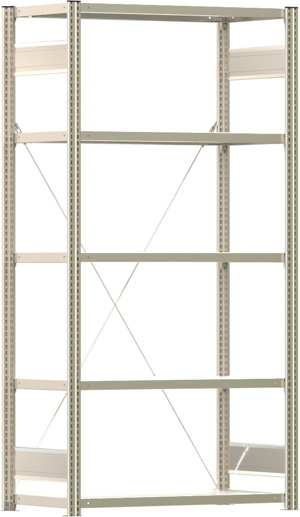 Fachbodenregal BERT - Breite: 100,5 cm - Tiefe: 50 cm - Höhe: 200 cm - 5 Böden - Grundregal